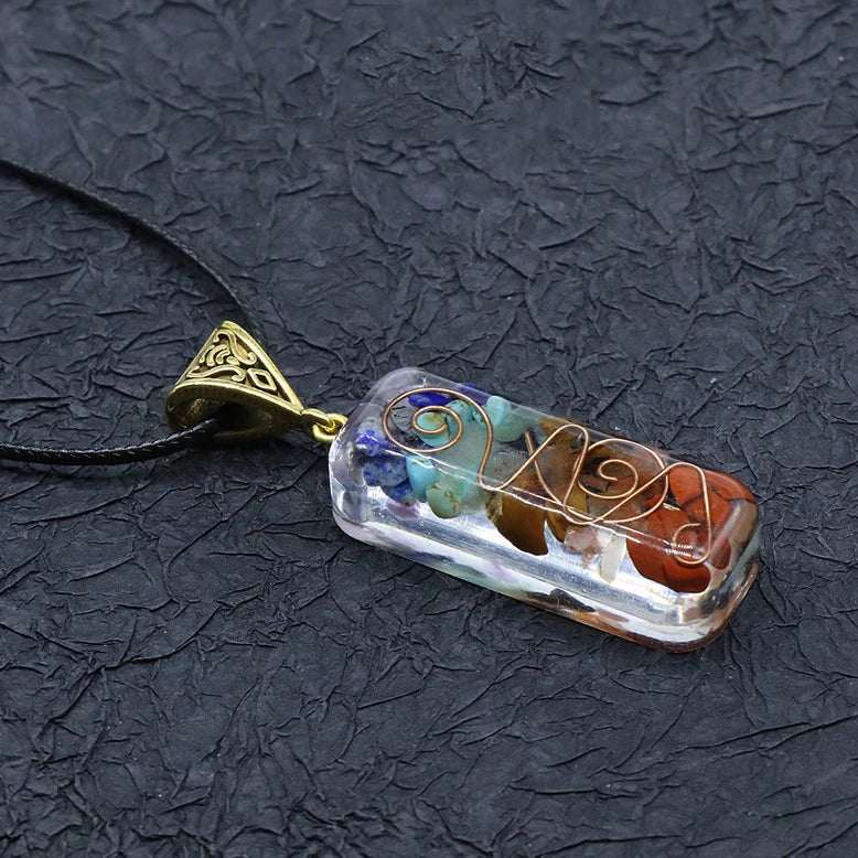 Colorful Gravel Necklace Natural Stone Resin Pendants Chakra Healing Chip Crystal Agate Stone Charms for Jewelry Making Necklace