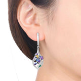 925 Sterling Silver Blue Purple Iris Flower Drop Earrings Women Earrings Charm Trend Versatile Party Jewelry Gifts