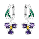925 Sterling Silver Blue Purple Iris Flower Drop Earrings Women Earrings Charm Trend Versatile Party Jewelry Gifts
