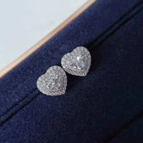 Classic Heart Stud Earrings Crystal Cubic Zirconia Eternity Timeless Women Earrings Fancy Girl Gift High Quality Jewelry