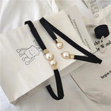 Creative Pearl Buckle Belt PU Leather Dress Skirt Waist Elastic Thin Women Belts Ladies Waistband
