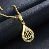 Islamic Religion Muslim Allah Quran Water Drop Shape Pendant Necklace for Women Fashion Charm Amulet Jewelry Ramadan Gift