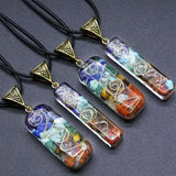 Colorful Gravel Necklace Natural Stone Resin Pendants Chakra Healing Chip Crystal Agate Stone Charms for Jewelry Making Necklace
