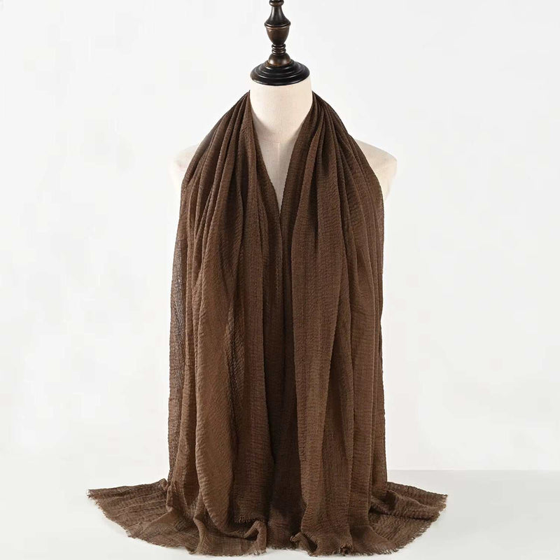 Muslim Women Scarves and Shawls with Loose Edges and Imitation Cotton and Linen Hijabs