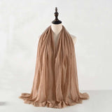 Muslim Women Scarves and Shawls with Loose Edges and Imitation Cotton and Linen Hijabs