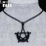 Gothic Moon and Pentagram Stainless Steel Neckless for Women Black Witchcraft Necklaces & Pendants Jewelry N4136S03