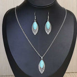 Vintage Blue European American Necklace Earrings Jewelry Sets Crystal Jewellery Sets for Women Stone Necklaces & Pendants Gift