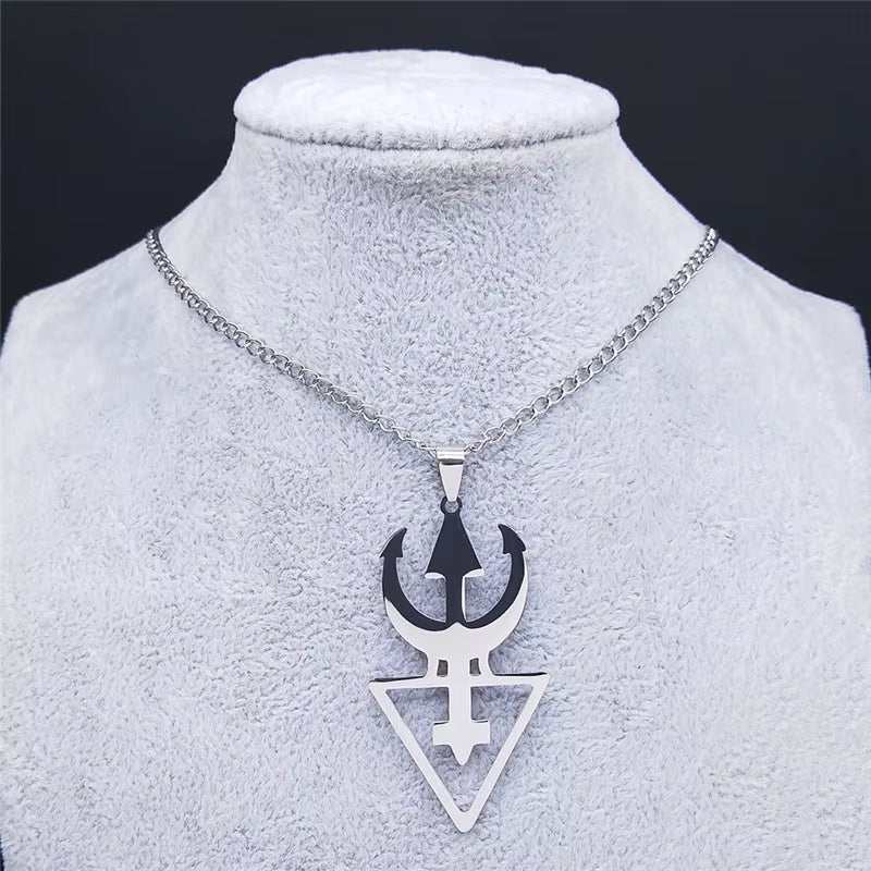 Gothic Moon and Pentagram Stainless Steel Neckless for Women Black Witchcraft Necklaces & Pendants Jewelry N4136S03