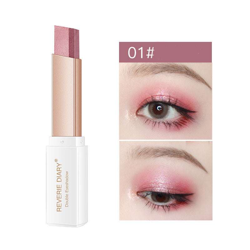 Lazy Eyeshadow Stick Stereo Gradient Shimmer Double Color Eye Shadow Pen Waterproof Easy to Wear Eyeshadow