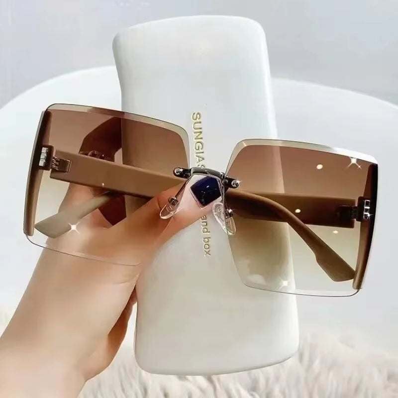 Korean Style Classic Black Big Square Shades Sunglasses for Women Men Fashion Women Sunglasses with Uv Protection