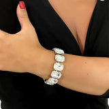 Luxury Big Rectangle Stone rhinestone bracelet on woman wrist
