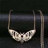 2024 Gothic Moth Stainless Steel Necklaces Pendants Women/Men Black Color Chain Necklace Jewelry Colgantes Mujer Moda N3094S03