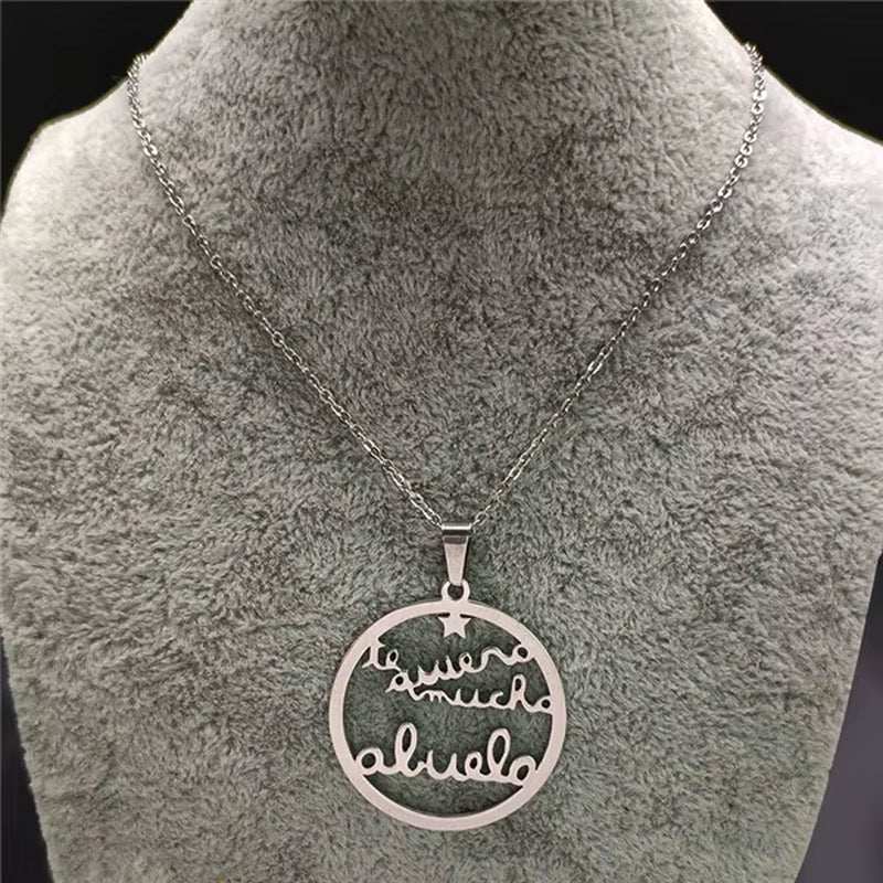Grandmother Stainless Steel Statement Necklace Women Jewlery Silver Color Necklaces & Pendants Jewelry Navidad N18021