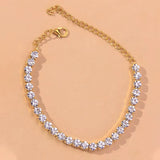 Gold rhinestone anklet with adjustable chain, women's beach accessory jewelry