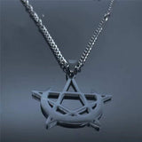 Gothic Moon and Pentagram Stainless Steel Neckless for Women Black Witchcraft Necklaces & Pendants Jewelry N4136S03