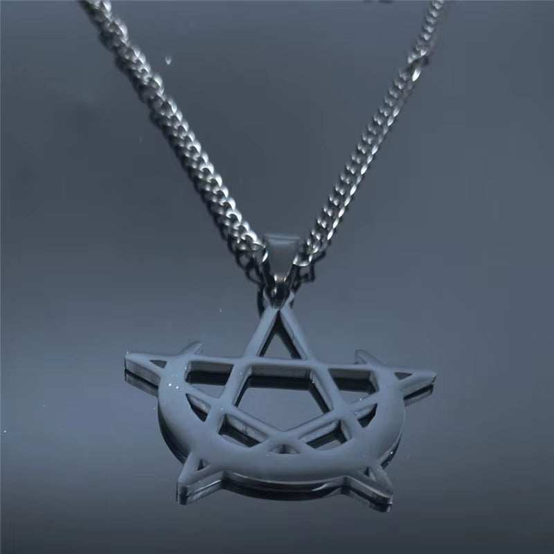 Gothic Moon and Pentagram Stainless Steel Neckless for Women Black Witchcraft Necklaces & Pendants Jewelry N4136S03