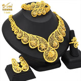 Indian Jewellery Luxury Necklace Jewelry Sets for Women Dubai Gold Color African Arabic Wedding Bridal Collection Sets Earring