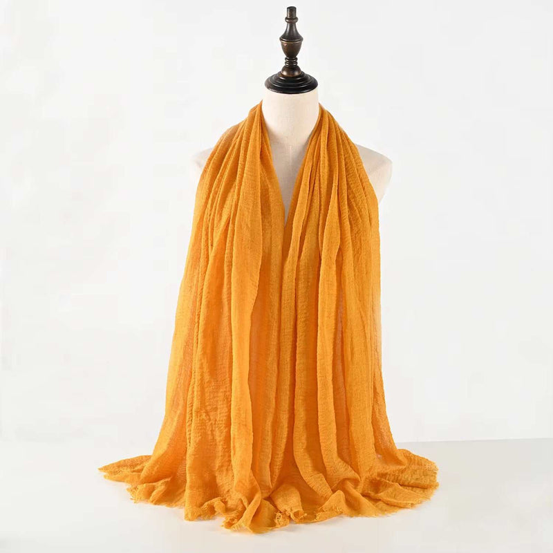 Muslim Women Scarves and Shawls with Loose Edges and Imitation Cotton and Linen Hijabs