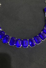 Big Rectangle Stone blue rhinestone bracelet hand jewelry luxury charm bangle