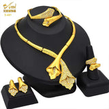 Indian Jewellery Luxury Necklace Jewelry Sets for Women Dubai Gold Color African Arabic Wedding Bridal Collection Sets Earring