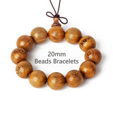 Royal Green Tiger Eye Vajra 20mm natural wooden bead bracelet with adjustable cord