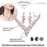 Dubai Gold Color cubic zirconia necklace and earrings set with 42cm necklace and 4cm earrings length