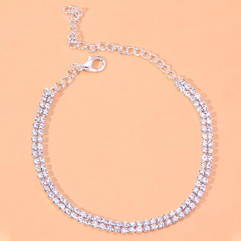 Crystal rhinestone anklet jewelry for women summer beach accessories