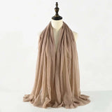 Muslim Women Scarves and Shawls with Loose Edges and Imitation Cotton and Linen Hijabs