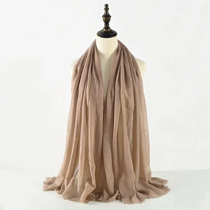 Muslim Women Scarves and Shawls with Loose Edges and Imitation Cotton and Linen Hijabs
