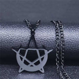 Gothic Moon and Pentagram Stainless Steel Neckless for Women Black Witchcraft Necklaces & Pendants Jewelry N4136S03