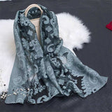 2023 Hot Sale Silk Scarf Womens Summer Breeze Lightweight Sheer Wrap and Shawls Bandana Beach Organza Gauze Lace Hollow Scarf