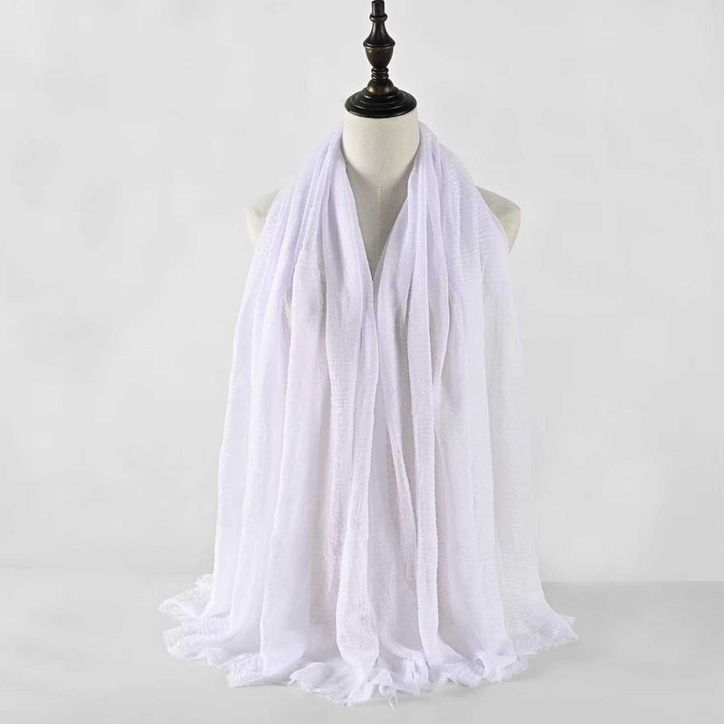 Muslim Women Scarves and Shawls with Loose Edges and Imitation Cotton and Linen Hijabs