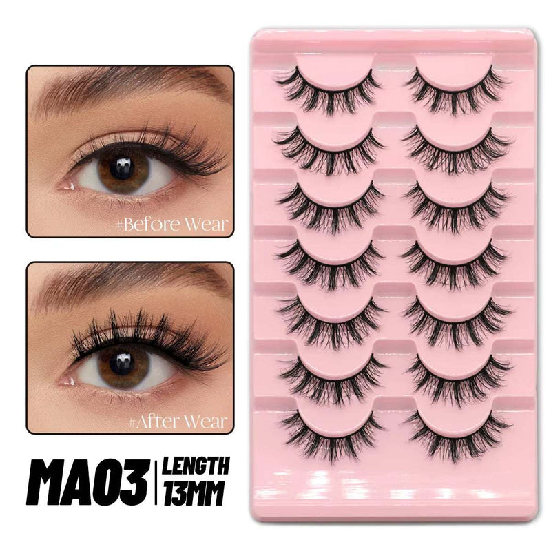 3D Faux Mink Cat Eye & Fox Eye Lashes Fluffy False Eyelashes Natural Look Extensions for Makeup & Daily Wear