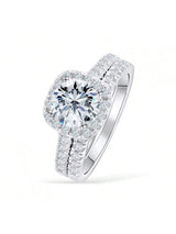 Silver zinc alloy couple ring with rhinestone diamond accents fashionable alloy couple rings