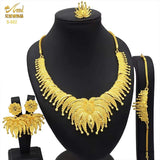 Indian Jewellery Luxury Necklace Jewelry Sets for Women Dubai Gold Color African Arabic Wedding Bridal Collection Sets Earring
