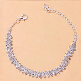 Silver rhinestone chain anklet for women beach accessories summer jewelry