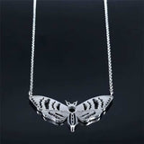 2024 Gothic Moth Stainless Steel Necklaces Pendants Women/Men Black Color Chain Necklace Jewelry Colgantes Mujer Moda N3094S03