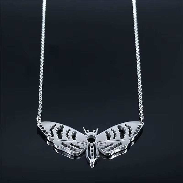 2024 Gothic Moth Stainless Steel Necklaces Pendants Women/Men Black Color Chain Necklace Jewelry Colgantes Mujer Moda N3094S03