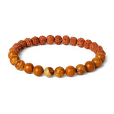 Royal Green Tiger Eye Vajra beaded bracelet with natural Rudraksha beads for meditation and prayer