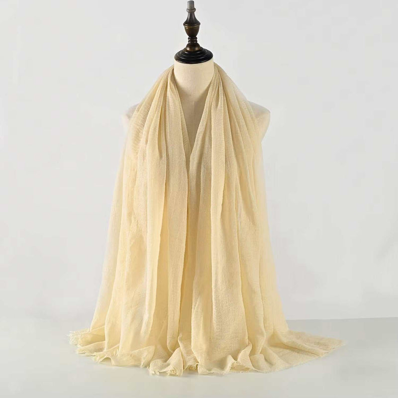 Muslim Women Scarves and Shawls with Loose Edges and Imitation Cotton and Linen Hijabs