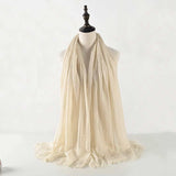 Muslim Women Scarves and Shawls with Loose Edges and Imitation Cotton and Linen Hijabs