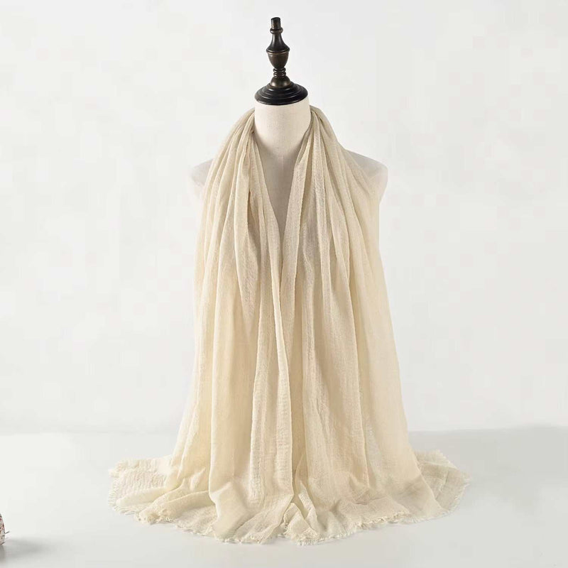 Muslim Women Scarves and Shawls with Loose Edges and Imitation Cotton and Linen Hijabs