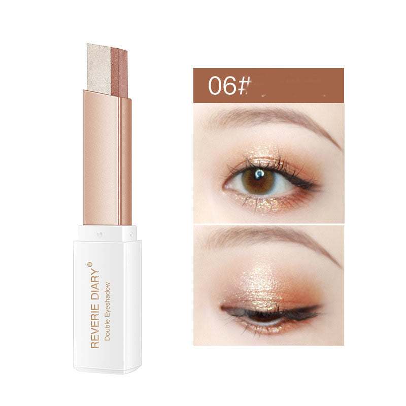 Lazy Eyeshadow Stick Stereo Gradient Shimmer Double Color Eye Shadow Pen Waterproof Easy to Wear Eyeshadow