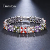 Emmaya luxury silver bracelet with colorful crystal charms for women bridal jewelry