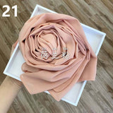 Muslim Chiffon Hijab Scarf Women 2020 Islam Scarves Solid Color Shawl Head Wrap Islamic Hijabs Headscarf Foulard Femme Musulman