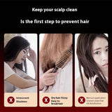 Hair Growth Massage promoting scalp health and preventing hair loss with essential oil and comb usage tips.