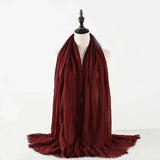 Muslim Women Scarves and Shawls with Loose Edges and Imitation Cotton and Linen Hijabs