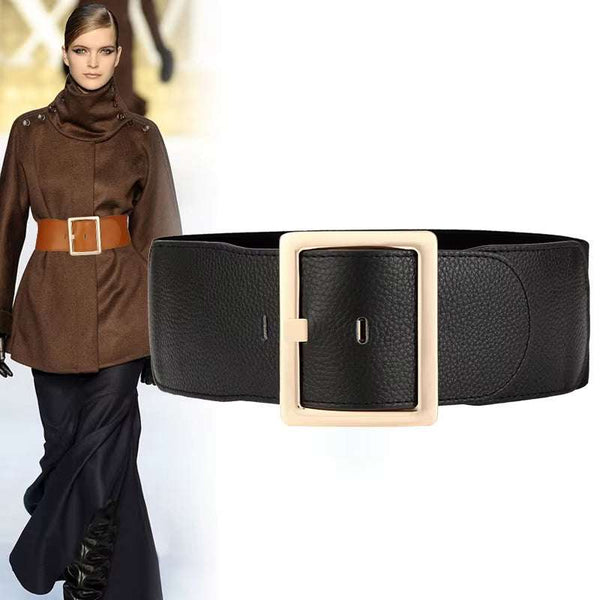 Plus Size Corset Belt Ladies Waist Designer Belts for Women Elastic Cummerbunds Brown Stretch Big Dress Waistband