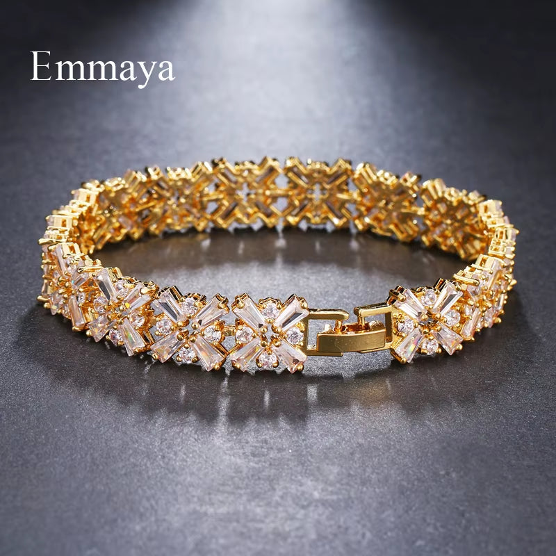 Luxury Emmaya crystal bracelet for women with gold charm design and silver bangle style for bridal wedding jewelry