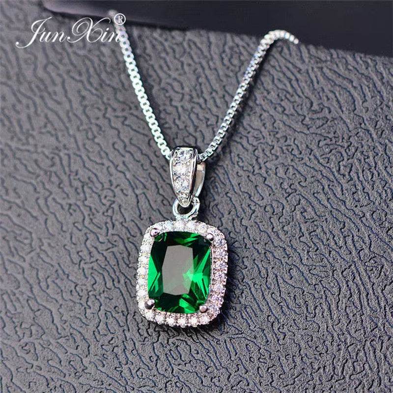 Female Luxury Necklaces White/Purple Necklaces & Pendants Fashion Blue Fire Opal Necklaces for Women Vintage Wedding Jewelry